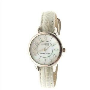 Used Sterling Silver Watch & White Leather Band